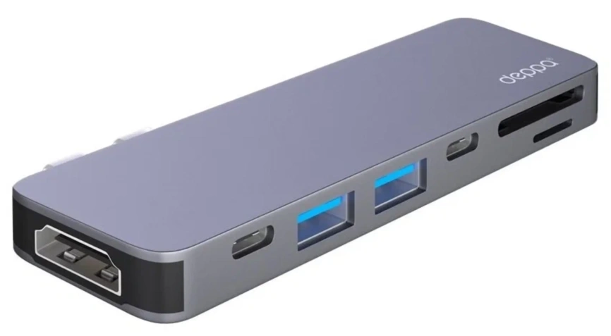 Хаб Deppa USB-C 7 в 1 (73121) Space Gray фото 1