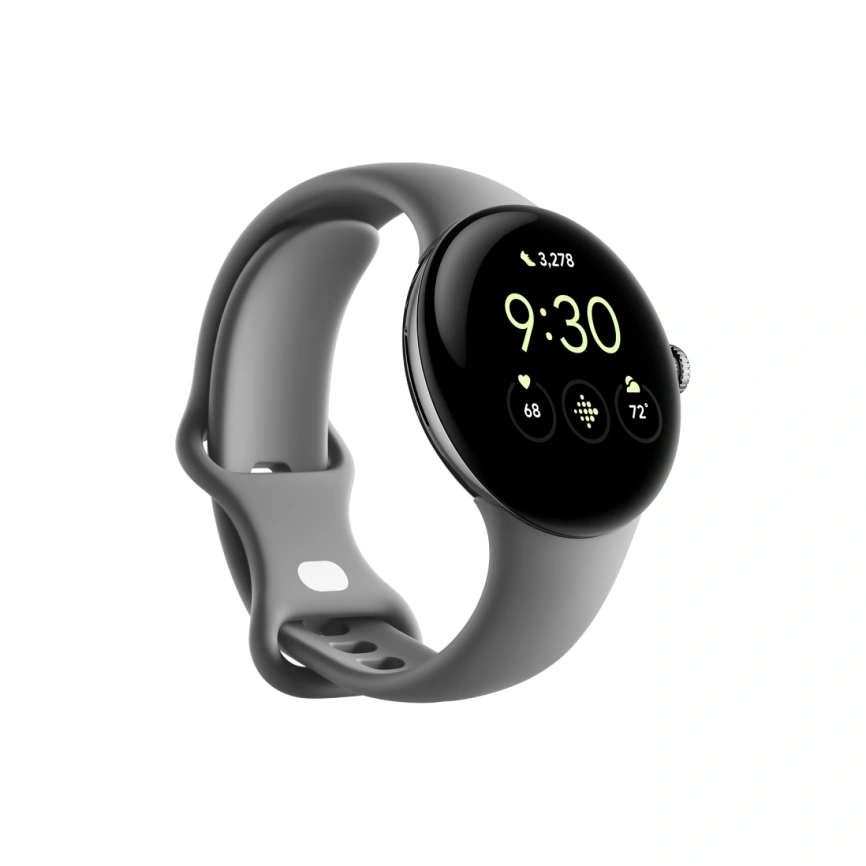 Смарт-часы Google Pixel Watch LTE Polished Silver case/Charcoal Active band фото 1