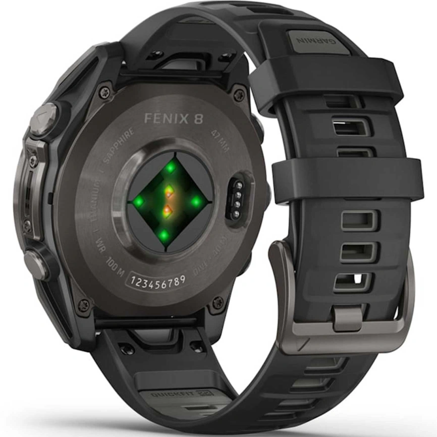 Смарт-часы Garmin Fenix 8 47mm Amoled Sapphire (010-02904-21) Carbon Gray DLC Titanium with Black/Pebble Gray Silicone Band фото 5
